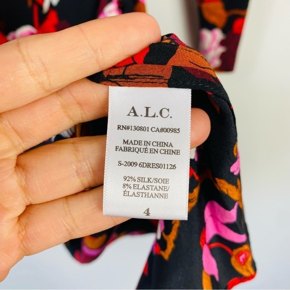 A.L.C Marcel Long Sleeve Ruched Silk Mini Dress Size 4 - Picture 5 of 7